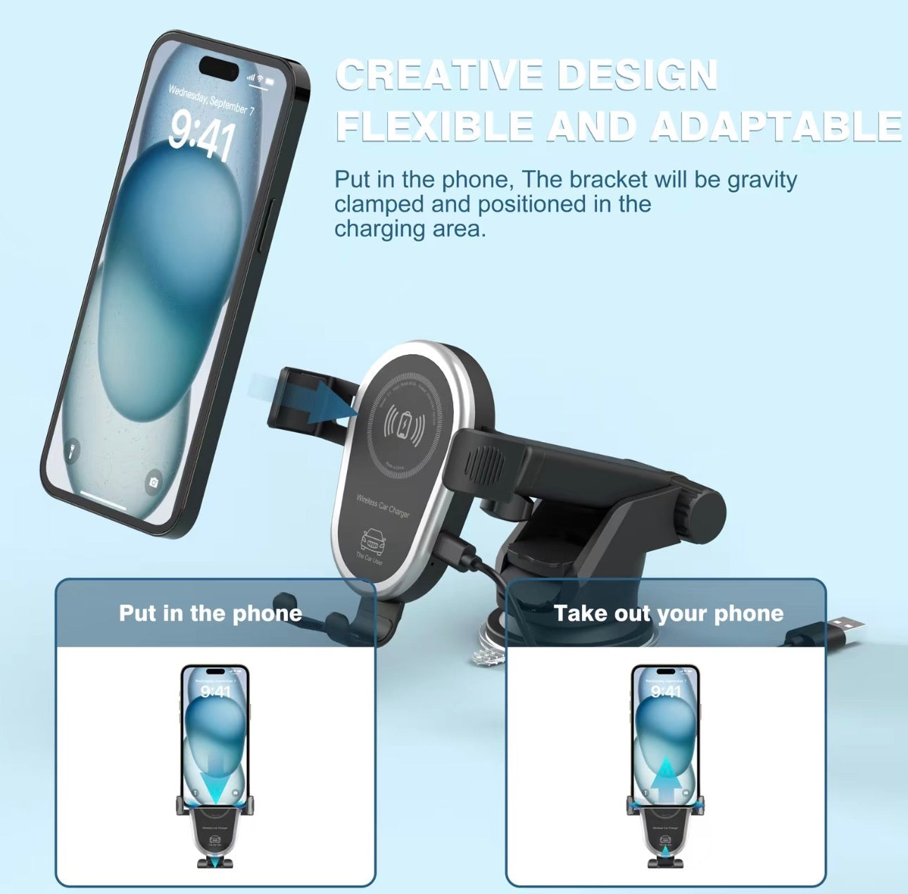 Wireless Car Charger, 15W Fast Car Charger Phone Holder fit for iPhone 16 15 14 13 12 11 Pro Max,
Samsung Galaxy S23 S22 S21