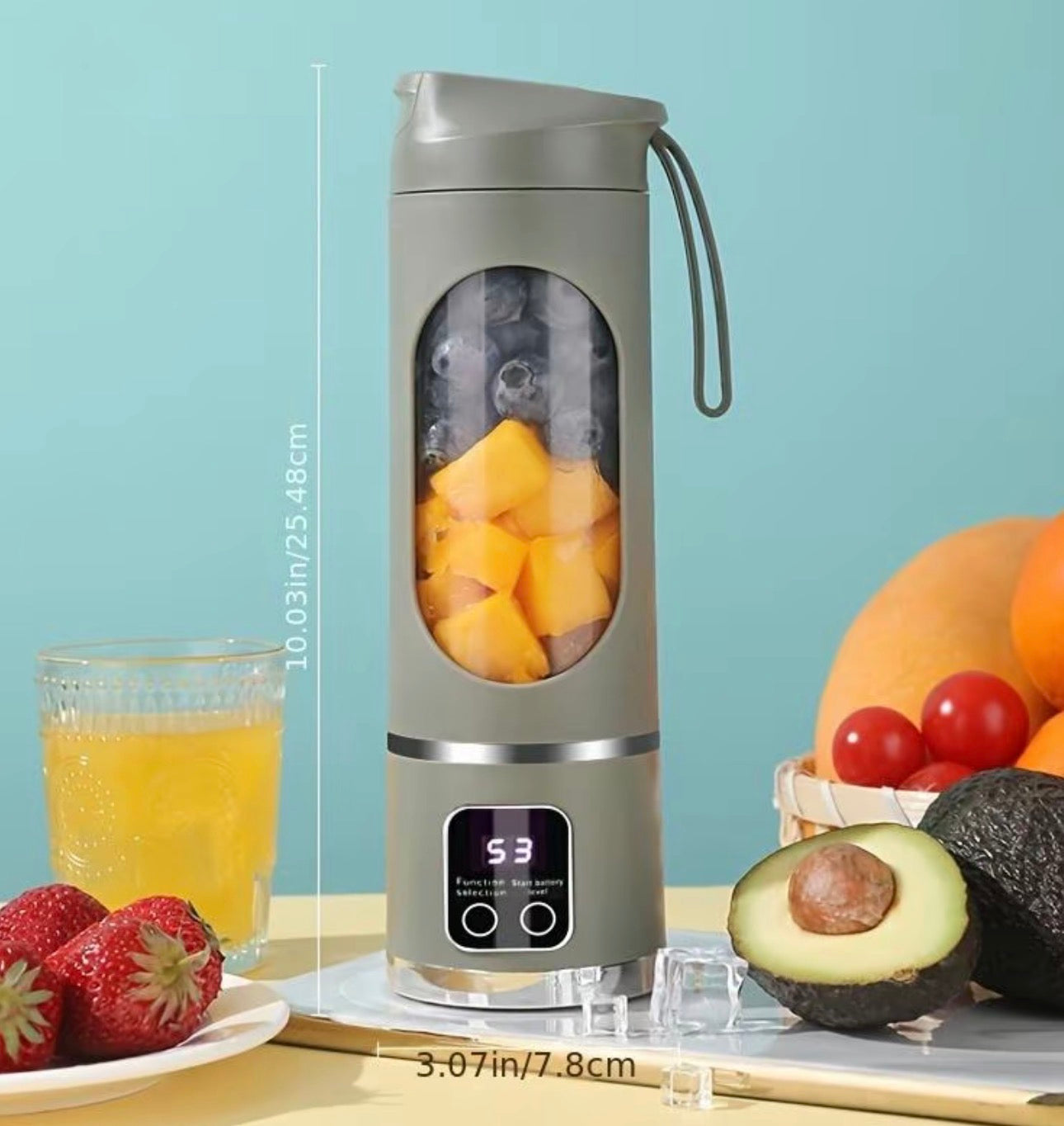 Portable 15.22oz USB Rechargeable Personal Blender with LED Display, Durable ABS Material, Perfect for Smoothies & Juices, Home Kitchen Essential