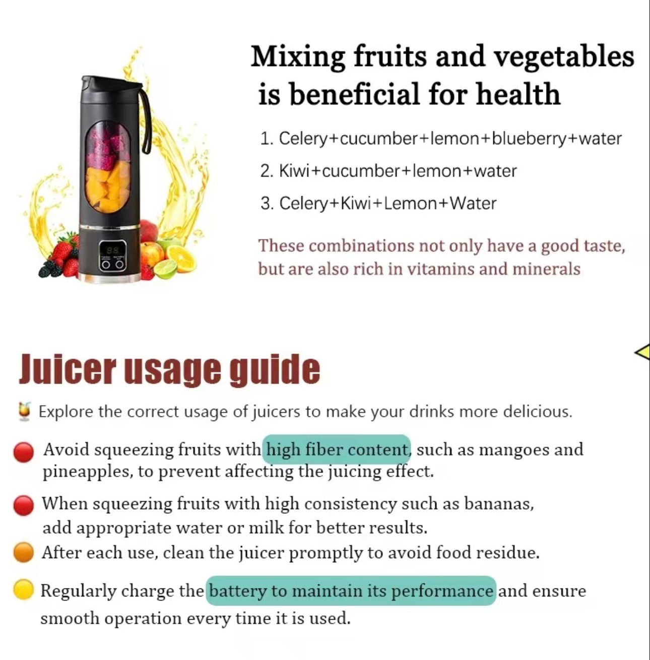 Portable 15.22oz USB Rechargeable Personal Blender with LED Display, Durable ABS Material, Perfect for Smoothies & Juices, Home Kitchen Essential