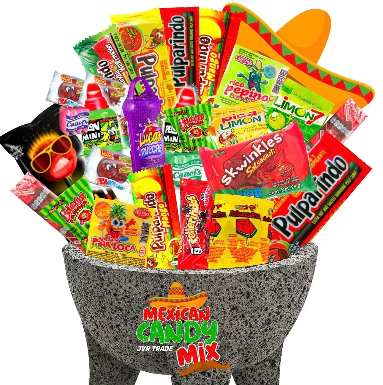 Mexican Candy Mix Assortment Snack (42 Count)
Dulces Mexicanos Variety Of Best Sellers Spicy, Sweet, and Sour Bulk candies, Includes Luca, Pelon, Pulparindo, Rellerindo, by JVR TRADE