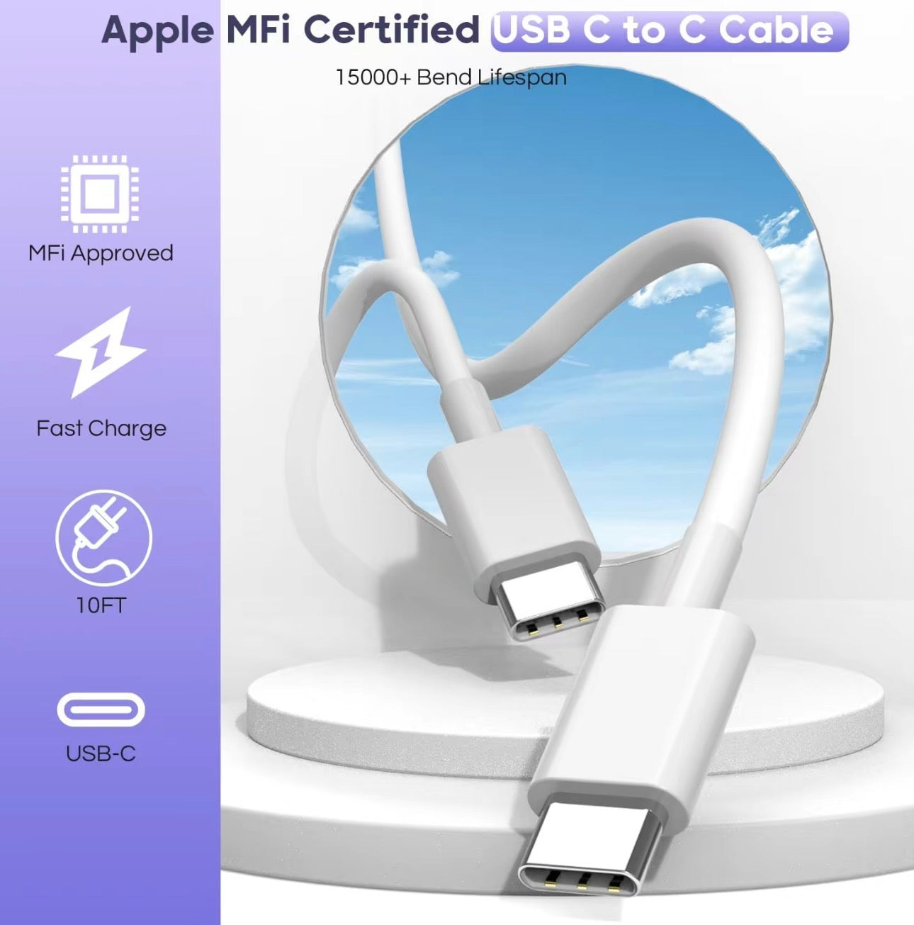 10Ft iPhone 17 16 15 Charger Fast Charging Type C Chargers USB C Charger Block i Phone 16 Chargers with 3 Pack 10FT Cable for iPhone 16/16 Plus/16 Pro/
16 Pro Max/iPhone 15/15 Pro Max/Samsung(White)