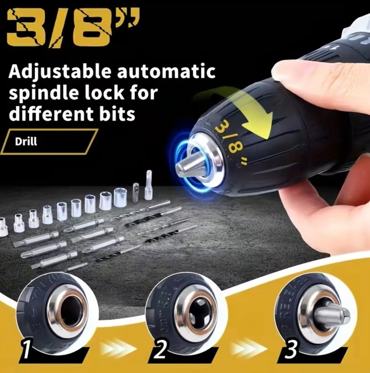 21V Cordless Drill Set, Impact Drill Screwdriver with Work Light, Adjustable Speed, Comes with 2 Batteries and Fast Charger, Complete Drilling Tools and Storage Case, Ideal for Home Maintenance, Men | Christmas Holiday Gift