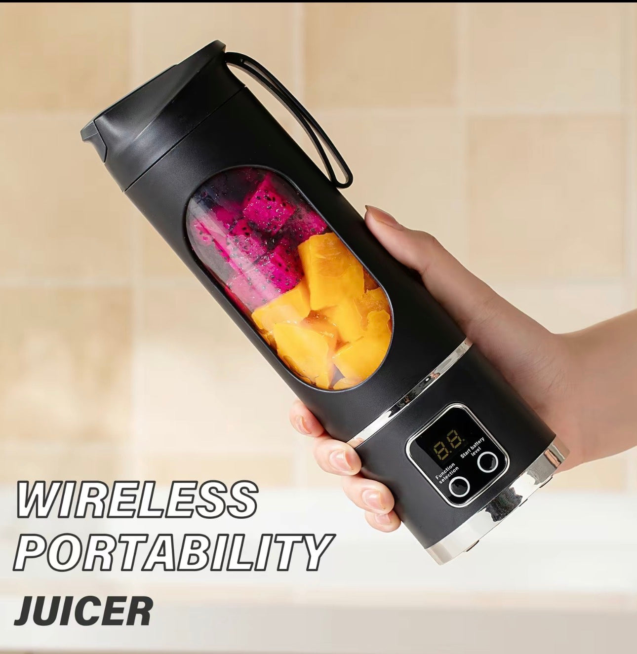 Portable 15.22oz USB Rechargeable Personal Blender with LED Display, Durable ABS Material, Perfect for Smoothies & Juices, Home Kitchen Essential