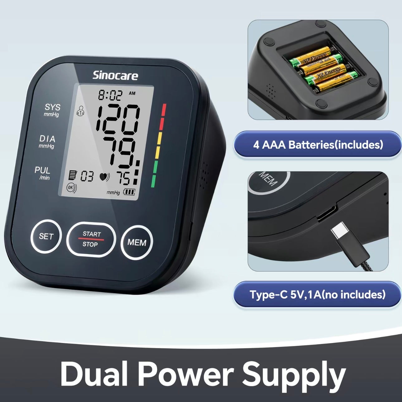 Blood Pressure Monitor, Upper Arm BP Machine for Home, Adjustable Cuff 8.6"-16.5", Monitoring Accuracy, One-Button Operation, Dual User Mode, Posture Detection & Irregular Heartbeat Alert