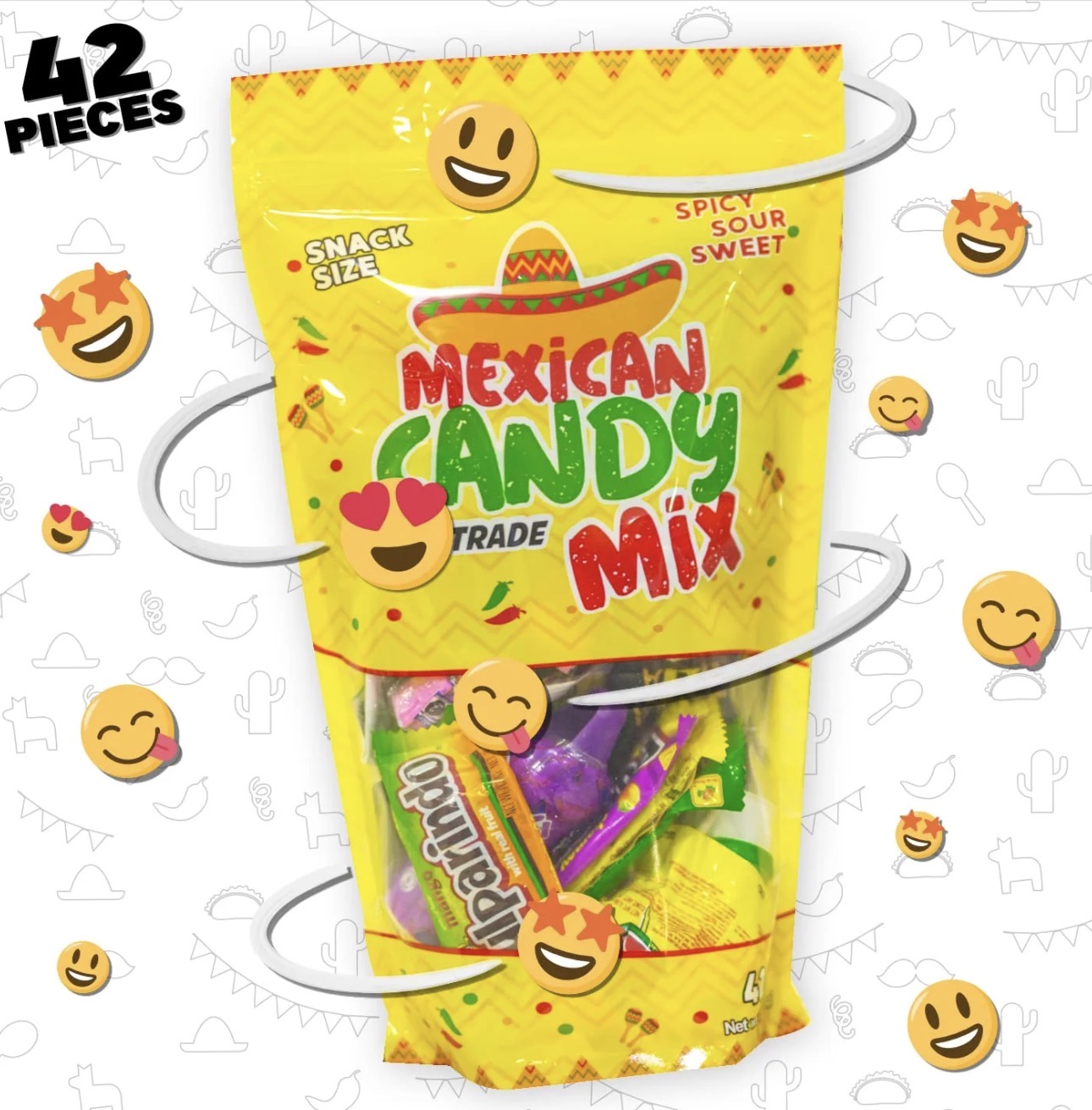 Mexican Candy Mix Assortment Snack (42 Count)
Dulces Mexicanos Variety Of Best Sellers Spicy, Sweet, and Sour Bulk candies, Includes Luca, Pelon, Pulparindo, Rellerindo, by JVR TRADE