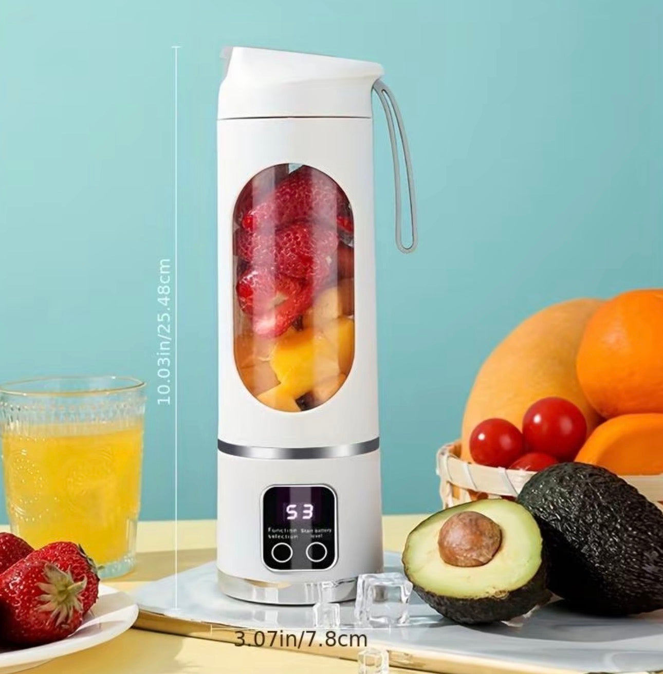 Portable 15.22oz USB Rechargeable Personal Blender with LED Display, Durable ABS Material, Perfect for Smoothies & Juices, Home Kitchen Essential